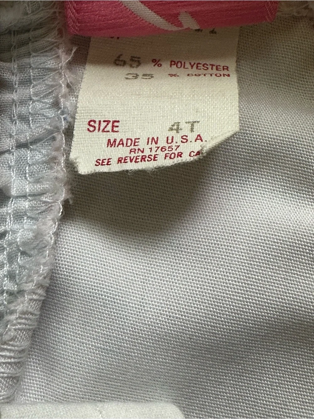 Vintage Girls Pink Floral Apron Dress Eyelet Trim Ribbons Cottagecore Prairie